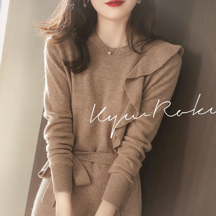 サイドフリル ニットワンピース Kyu Roku