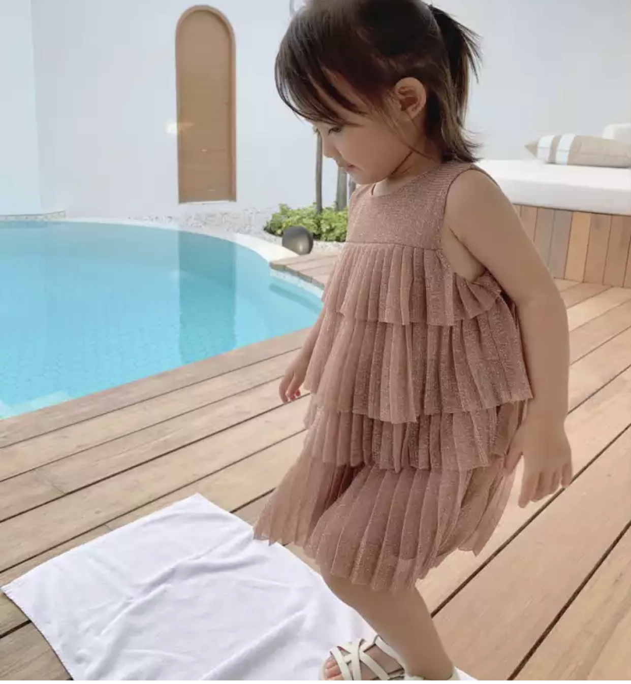 送料無料 女の子 ティアード ワンピース 子供 キッズ ベビー ジュニア 春 夏 韓国 4段フリル La Preference