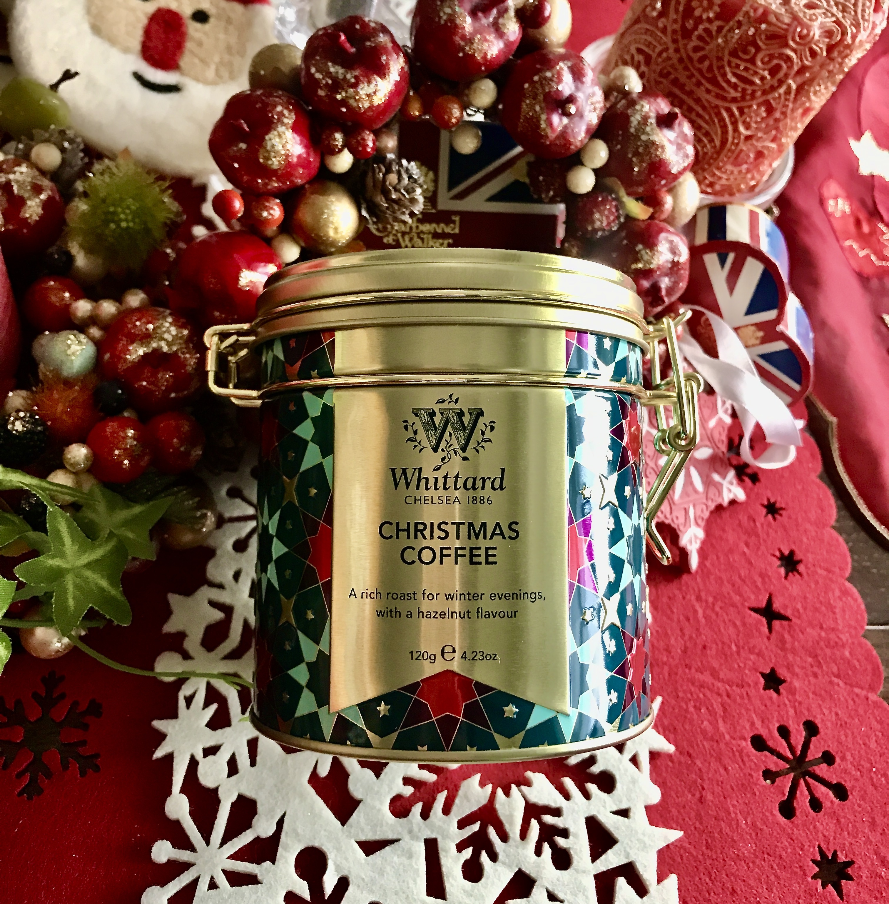コーヒー Whittard ウィッタード クリスマス ヘーゼルナッツ フレーバーコーヒー Christmas Coffee Clip Top Tin Merry Unbirthday