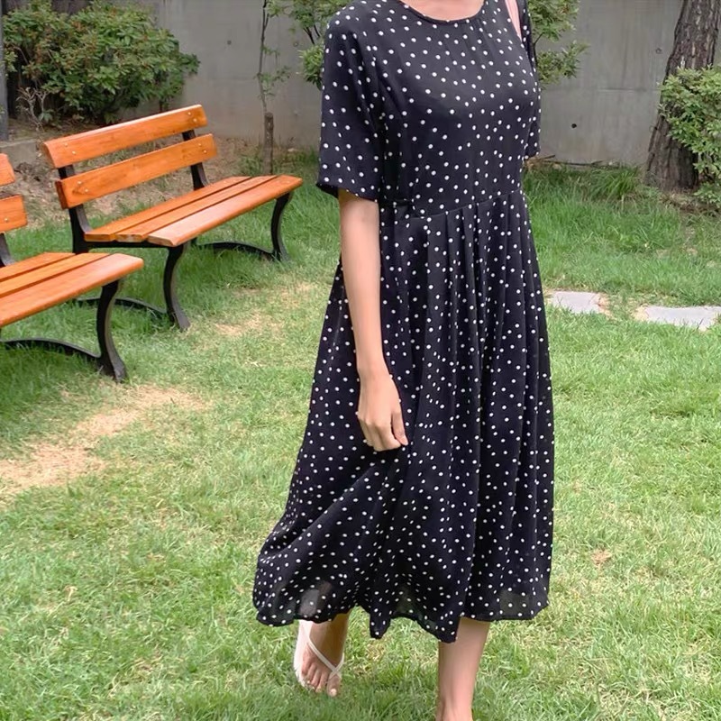 フロントプリーツドットシフォンワンピース 39 Terrado