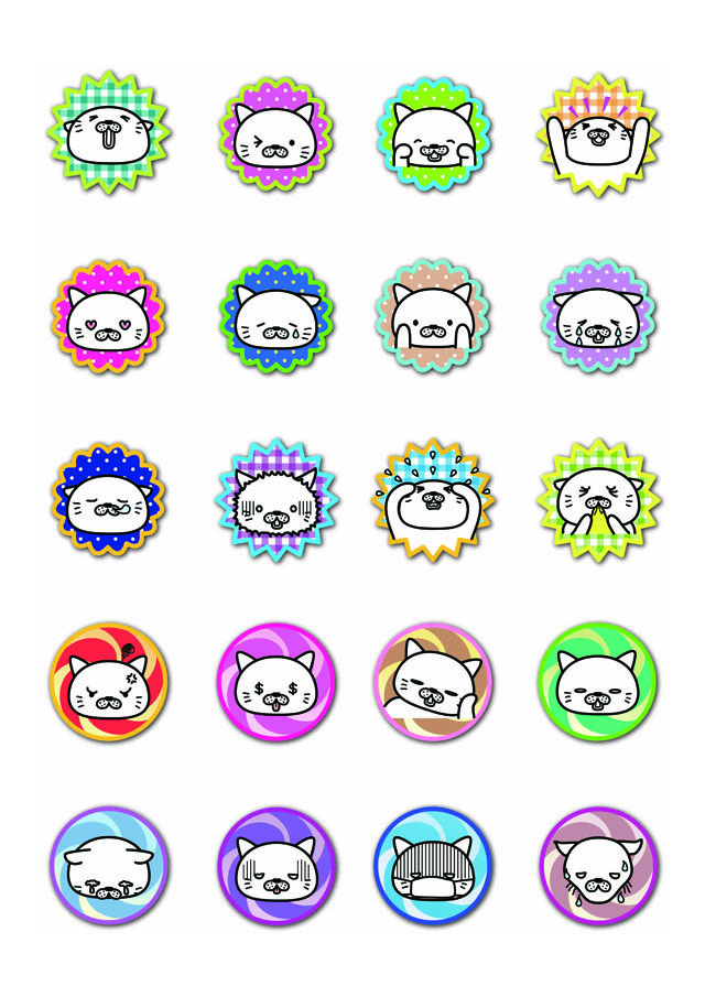 にゃん顔２ ベクター Aiデータ イラスト ダウンロード販売 小さな小さな雑貨店 ぶさねこかん