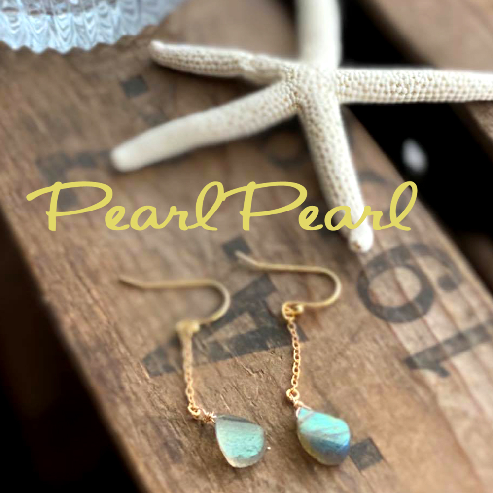 ラブラドライトブリオレットカットピアス 淡水パールと天然石アクセサリーのお店pearlpearl パールパール