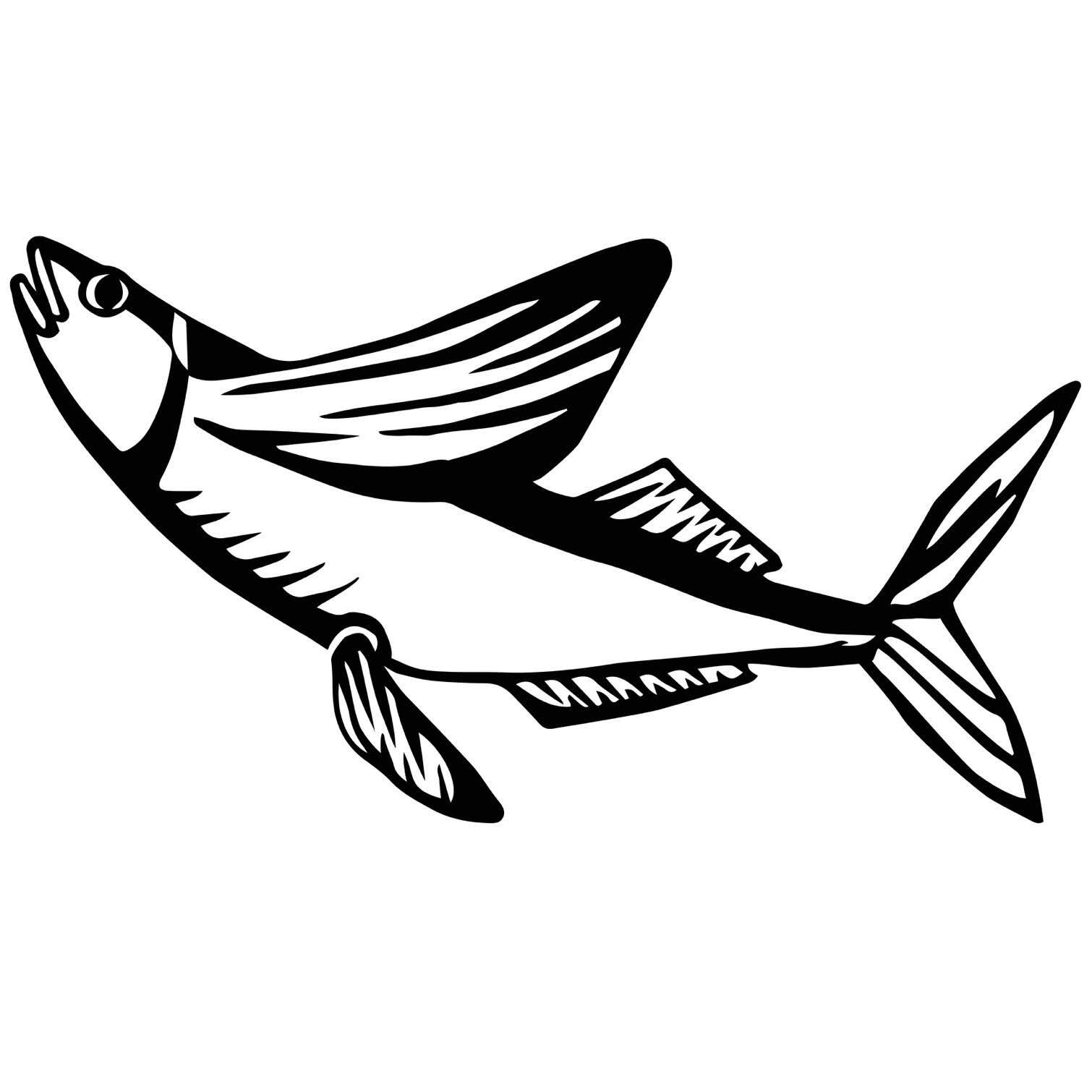 カッティングシート ステッカー 飛び魚 トビウオ 釣り 漁師 魚 手書き Htd