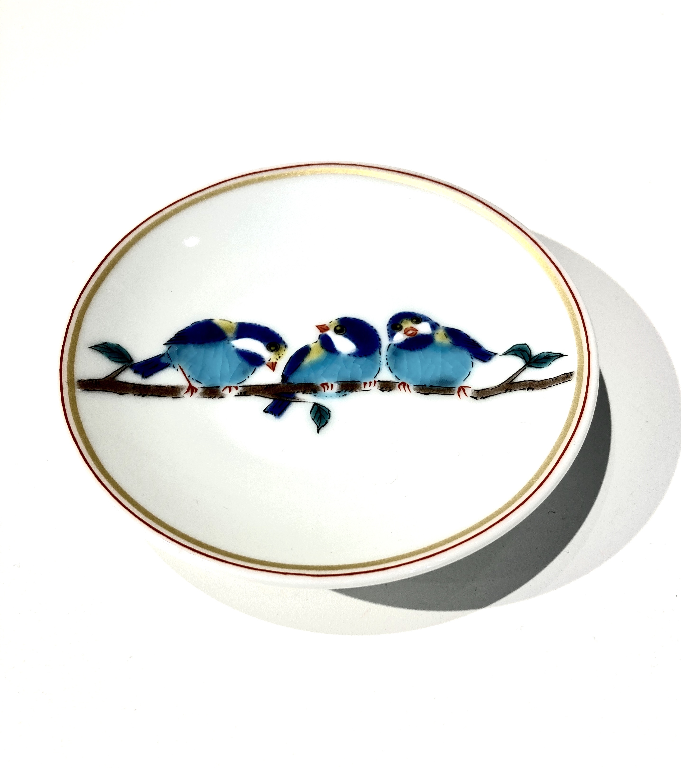 山雀 九谷焼 豆皿 小皿 石川県 工芸品 逸品 縁起豆皿 伝統工芸 電灯 かわいい 美しい Maitransit マイトランジット