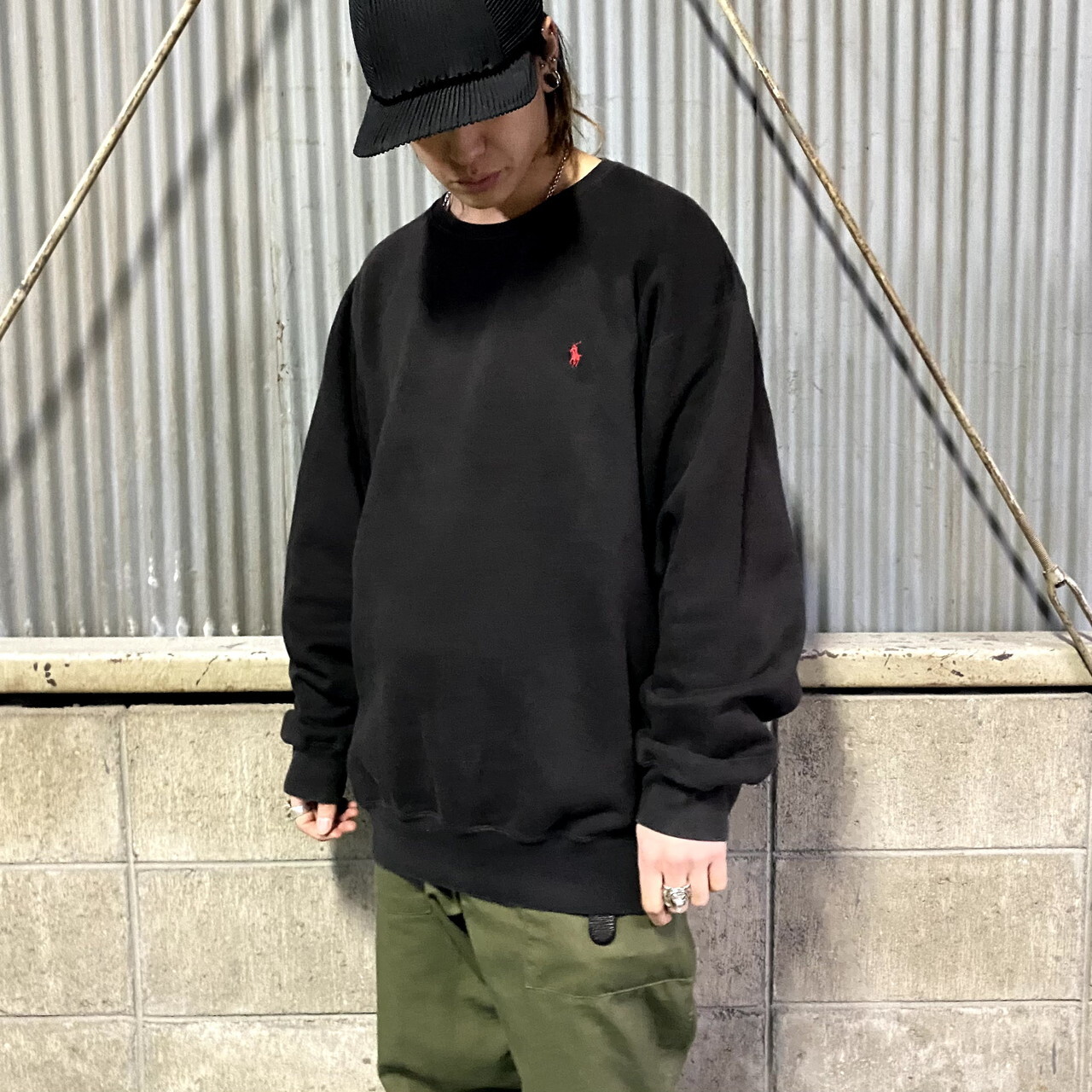 ポロバイラルフローレン ワンポイントロゴ スウェットシャツ メンズxl 古着 Polo By Ralph Lauren トレーナー チャコールブラック 墨黒 スウェット Cave 古着屋 公式 古着通販サイト