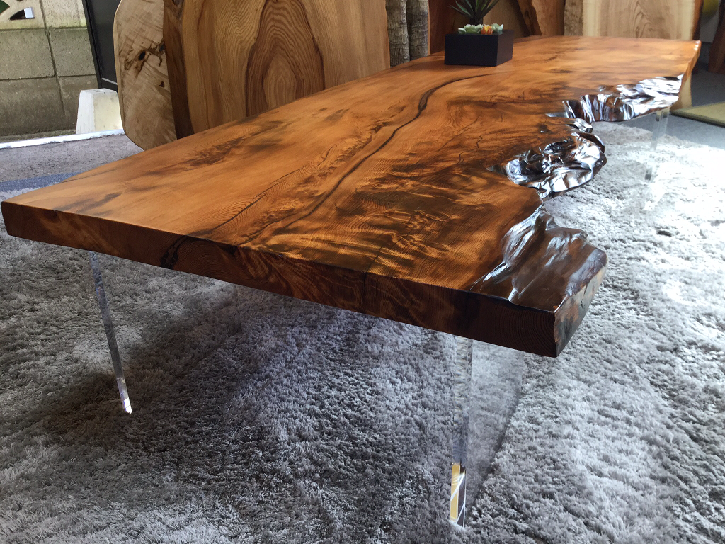 アクリル コ字脚 ローテーブル用 無垢一枚板テーブル専門店 千年家具