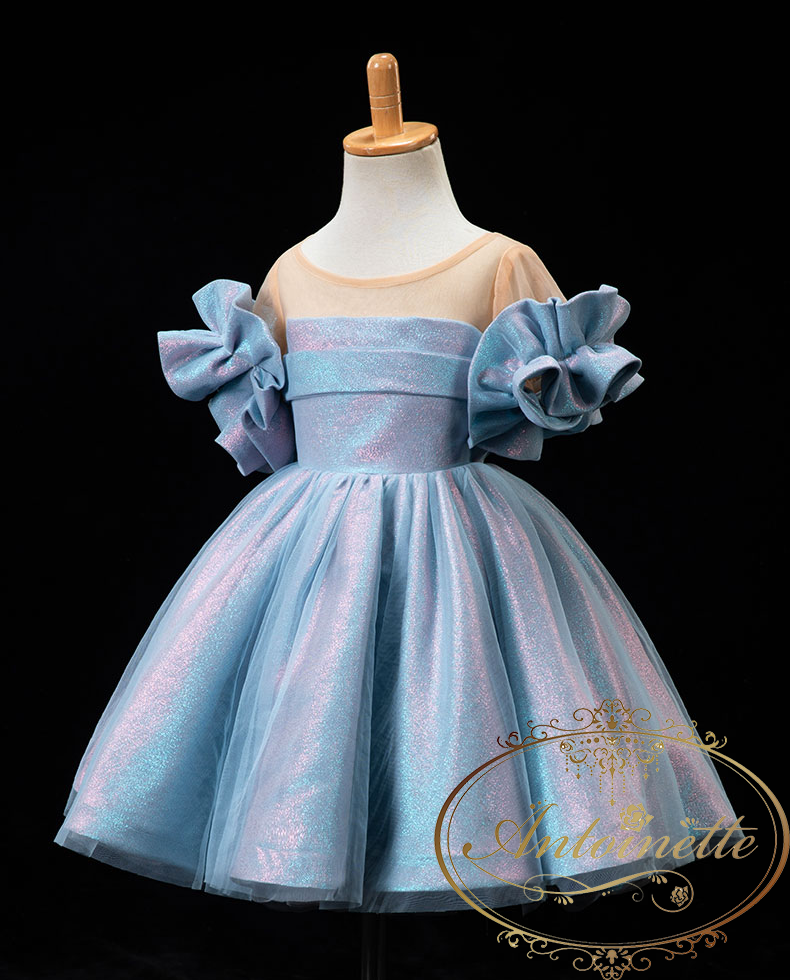 子供 ブルー ドレス シンデレラ お嬢様 衣装 キッズ ロリータ ワンピース Formal Wedding Blue One Piece Dress Antoinette