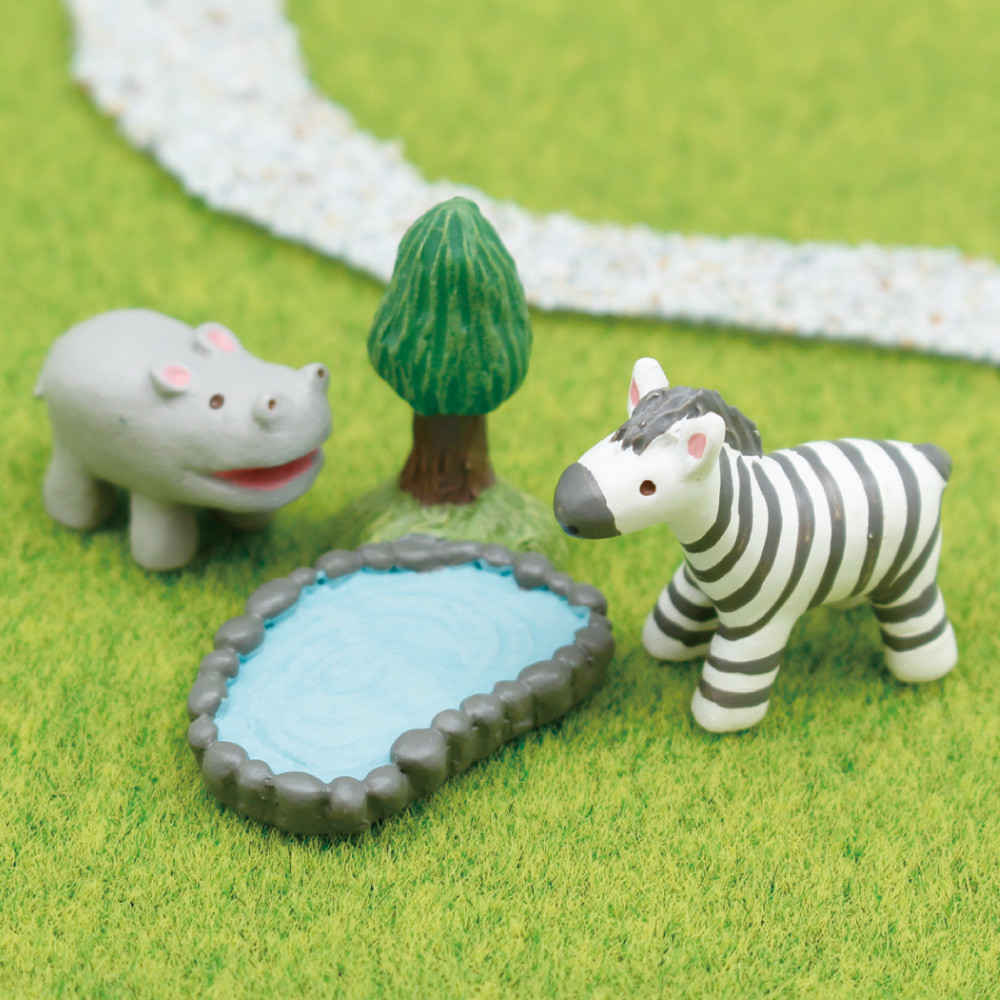 ミニミニフレンズセット シマウマ カバ 湖 ミニチュア 動物 ホビー通販 アニホープ