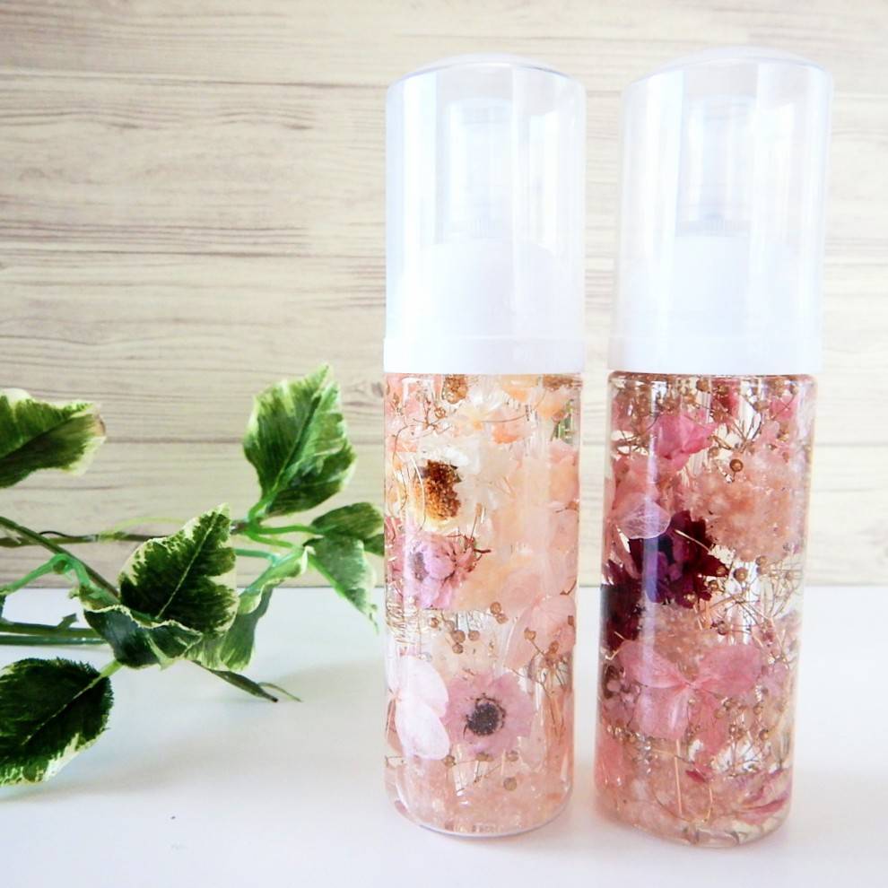 キラキラな花咲くハーバリウムアトマイザー ピンク Mon Ange ハンドメイドアクセサリー プリザーブドフラワーショップ
