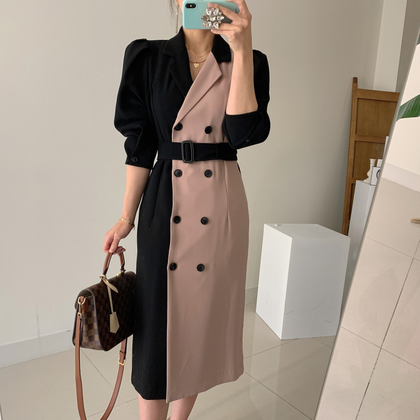 トレンチコート ワンピース アウター コート ロング きれいめ 大人カジュアル 韓国ファッション Luluca 韓国トレンドファッションluluca ルルカ