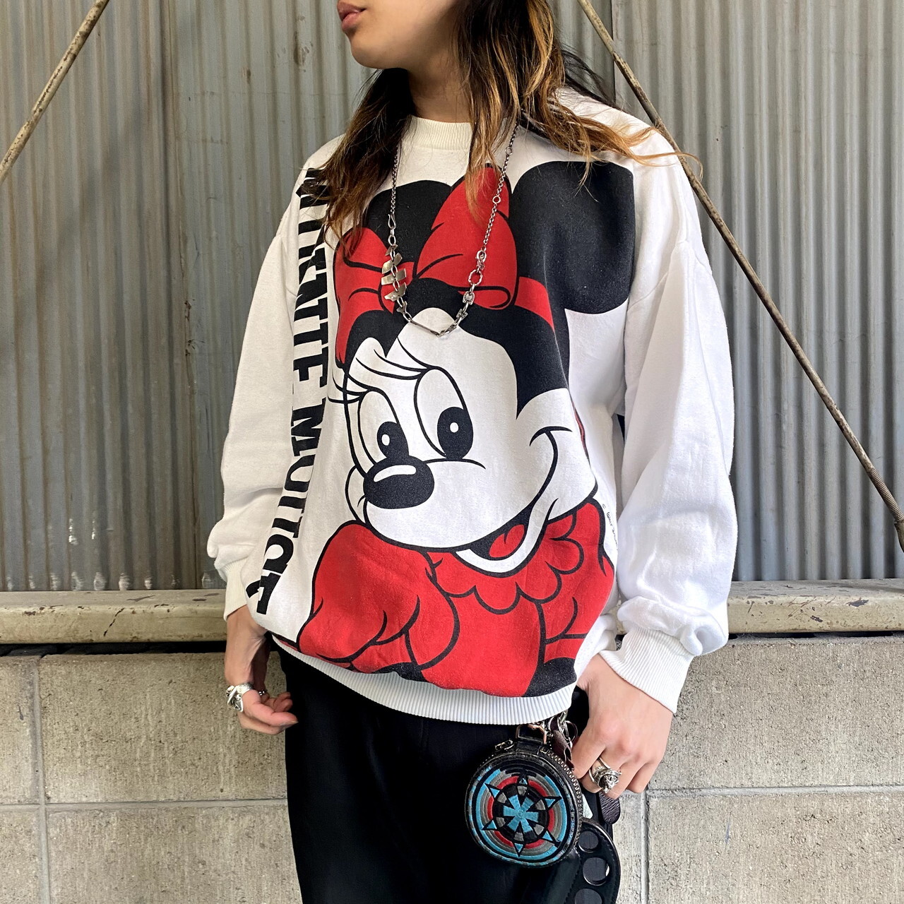 90年代 ディズニー ミニーマウス プリントスウェット レディースl 古着 キャラクター Minnie Mouse 90s ビンテージ ヴィンテージ Disney トレーナー ホワイト 白 スウェット Al Cave 古着屋 公式 古着通販サイト