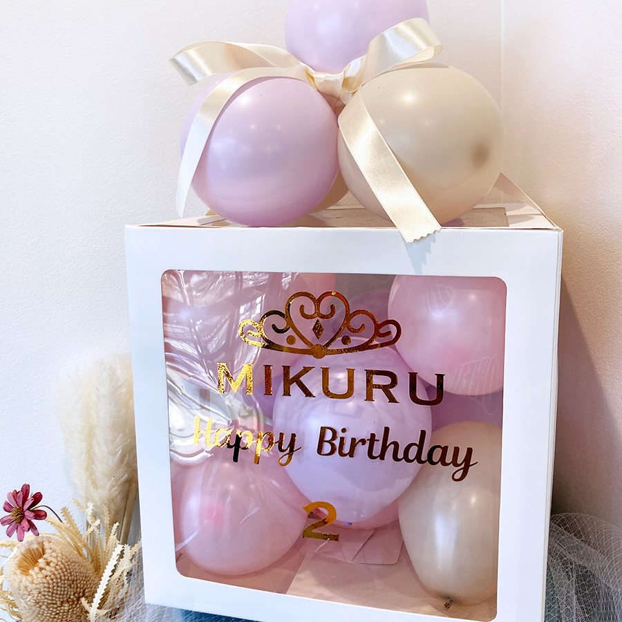 バルーンボックス ピンク系 落ち着いた色合い バルーンショップbon Moment ボンモマン