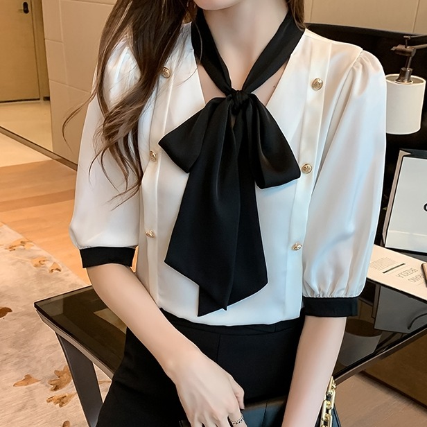2色 ビッグリボンバイカラーブラウス Sucrier シュクリエ お砂糖みたいに甘くてかわいい 量産型プチプラガーリー服 通販