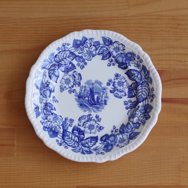 イギリス アンティーク 食器 スポード オールドセーラム いちご柄 船 デザートプレート ケーキ皿 cm 0318 3 Copeland コープランド Spode ヴィンテージ 陶器 Flohmarkt フローマルクト