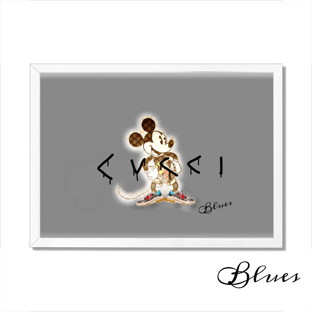 ミッキー グッチ バレンシアガ コラージュアート a1サイズ Blues Make Sense Art Gallery