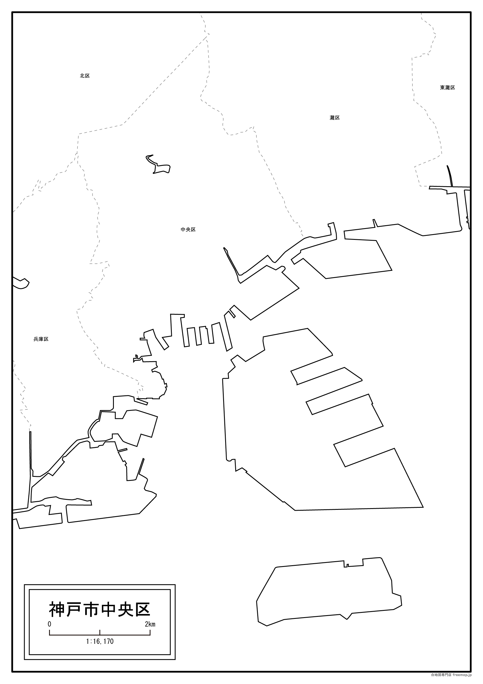 兵庫県神戸市と9区セット Aiファイル 白地図専門店