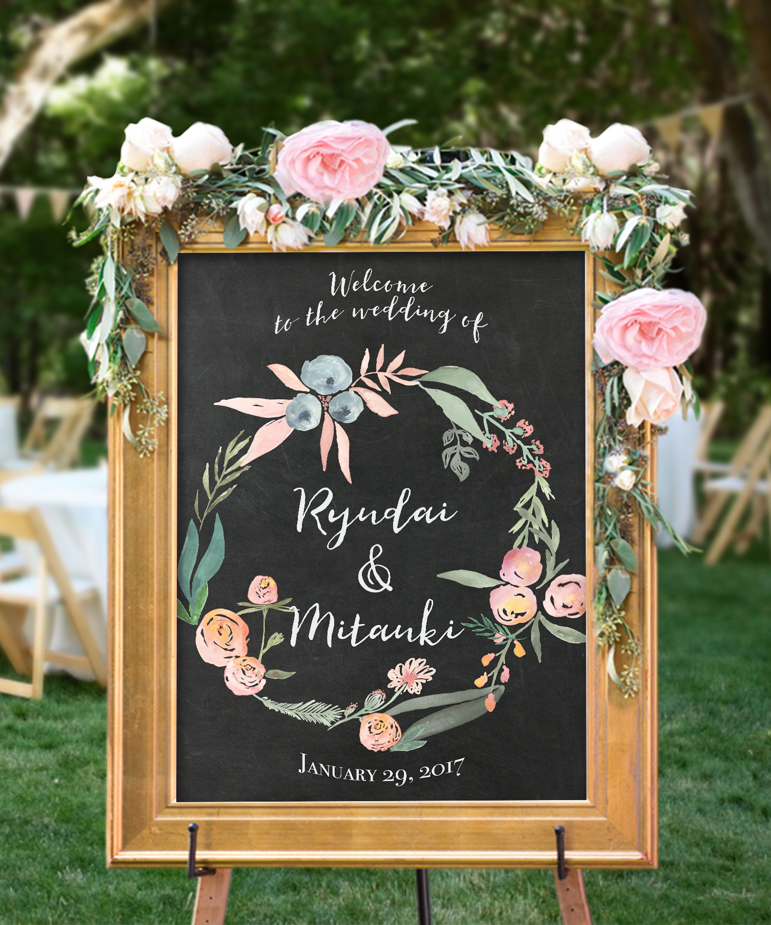 50 Off 海外風フラワーリースウェルカムボード 6 ピーチベリー黒板風 ウェディング 結婚式 ウェルカムリース Diy Store Pbw