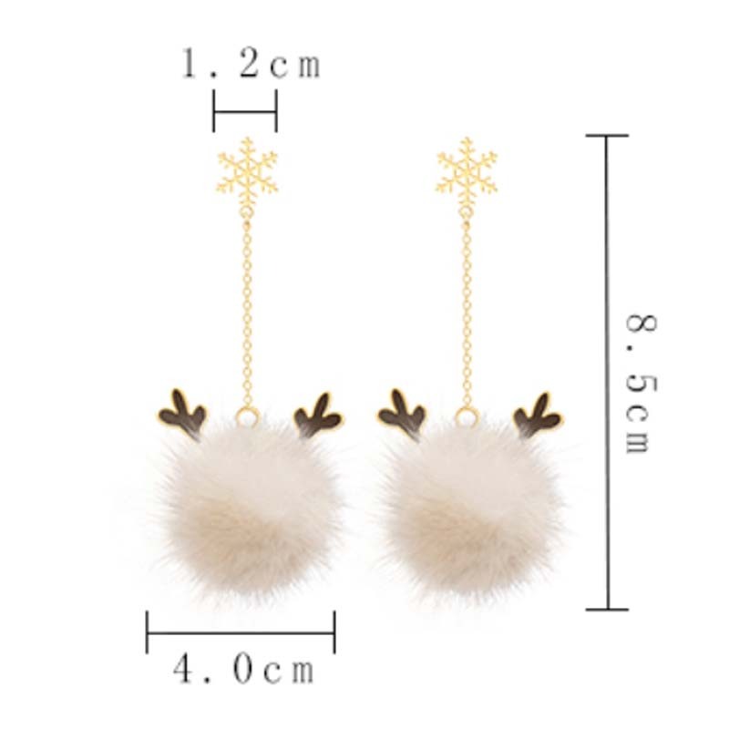 可愛いピアス 耳飾り アクセサリー 可愛い クリスマス デート プレゼント パーティー 鹿 雪の花 毛玉 Elegant