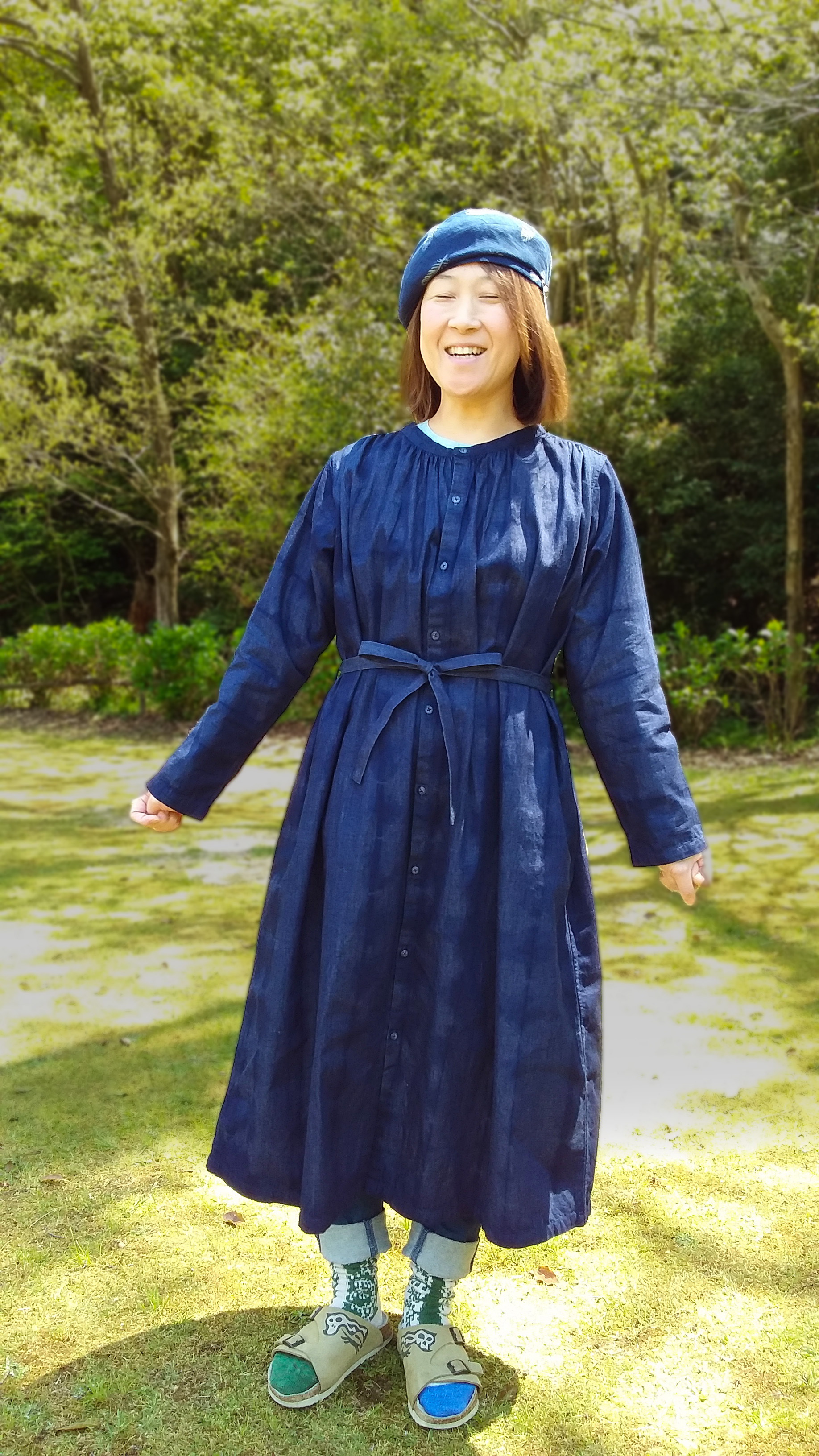 B519 デニム ワンピース B519 Denim Dress 琉球藍染工房 ウメノコヤ Umenokoya