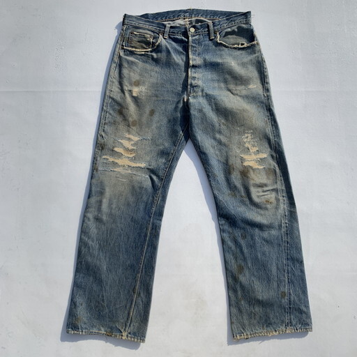 50 S Levi S リーバイス 501xx 革パッチ最終 デニム 両面赤タブ オフセット Big E ダメージ リペア グランジ系 ワーク W34 Usa製 希少 ヴィンテージ Ba 867 Rm1236h Agito Vintage