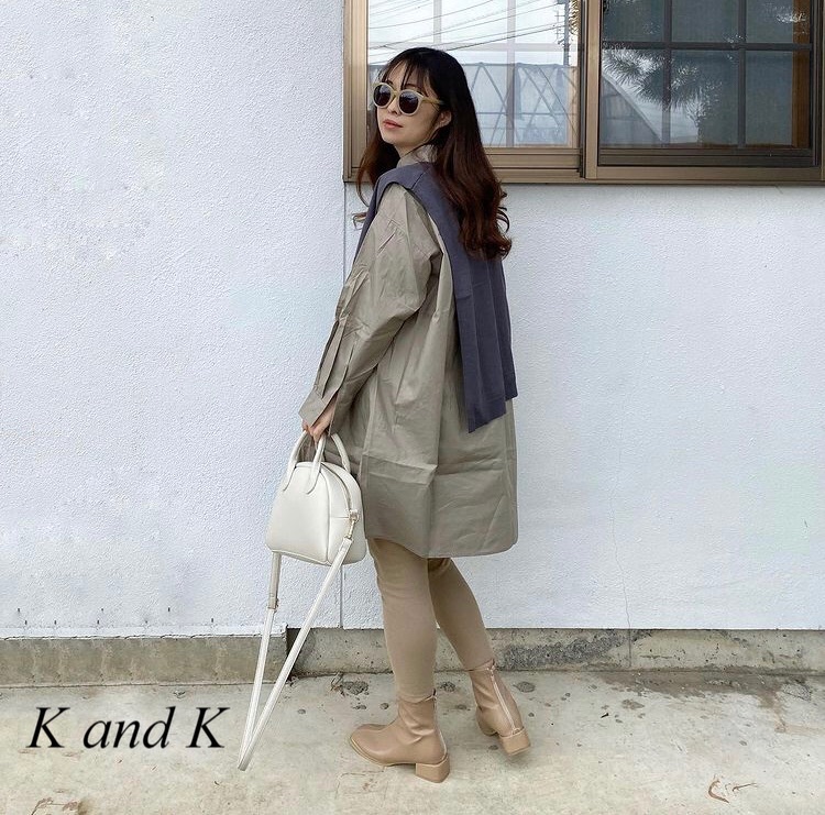 3カラー シャツ ワンピース ロング丈 重ね着風 ニットベスト 襟付き 長袖 無地 レディース 春夏 Ladiesfashion Kandk