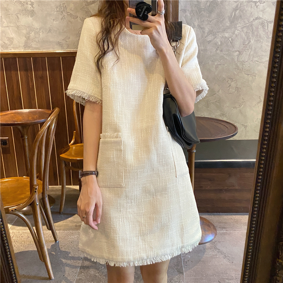 サマーツイードワンピース 全2色 ワンピ ワンピース 半袖 Aライン かわいい 人気 レディース 安い 韓国ファッション 675 Sinsakumall
