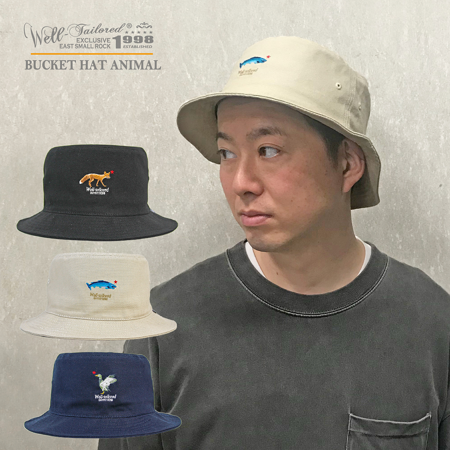 Well Tailored ウェルテーラード Bucket Hat Animal Kkh 0 バケットハット アニマル キャンバス ブランド 動物 帽子 メンズ レディース Have A Nice Time Store