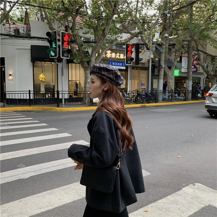 オルチャンファッション 韓国レディースファッション 6874 ジャケット 秋コーデ 大人女子コーデ シンプルコーデ チェック柄 チェックコート チェックジャケット 流行オルチャンファッション 人気のプチプラ韓国レディースファッション新作通販 Aliceholly