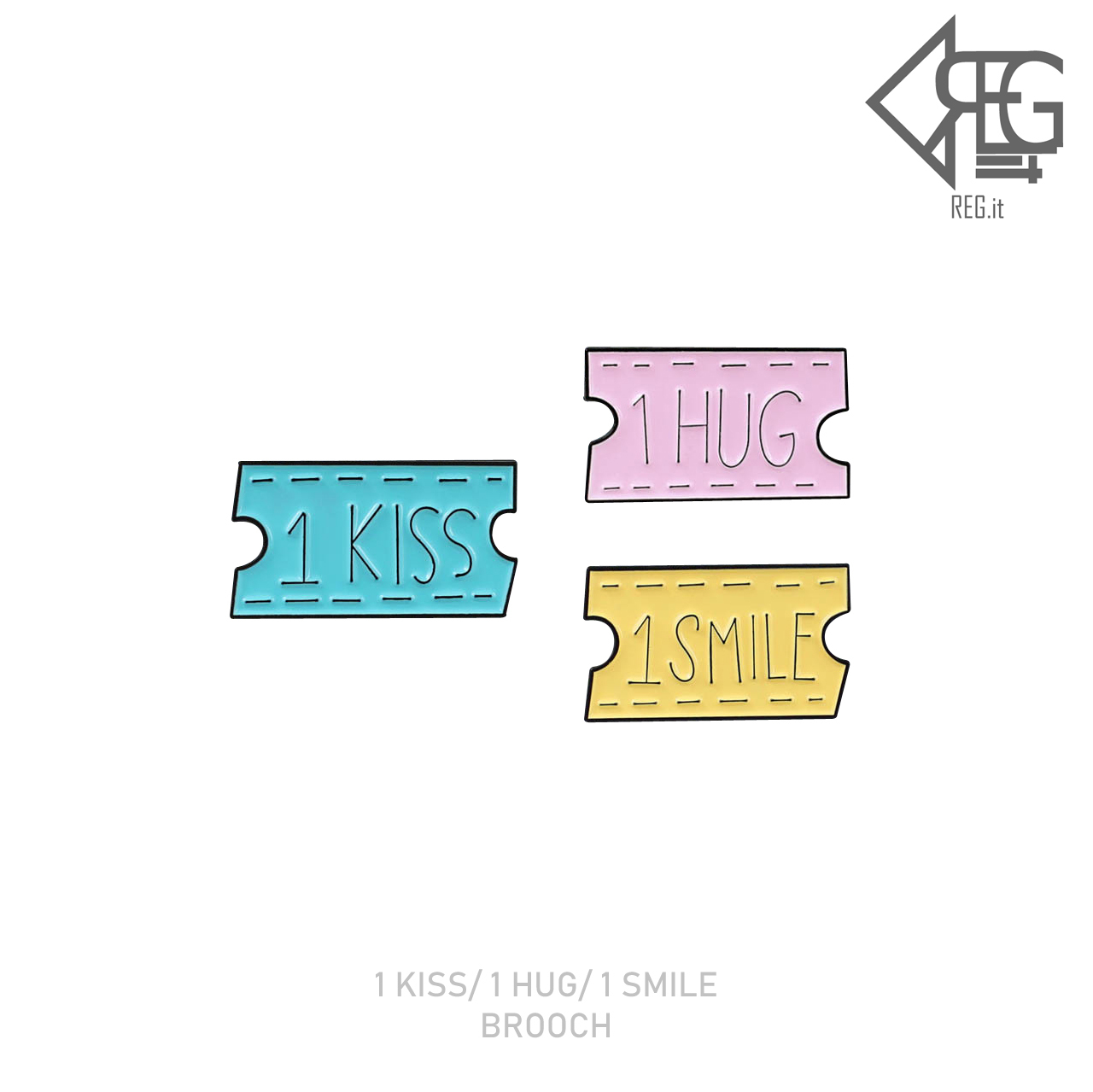 即納 1 Kiss 1 Hug 1 Smile Brooch 韓国ファッション ピンズ ピンバッジ アクセサリー ユニークピンバッジ かわいいピンバッジ 個性的なピンバッジ Regit
