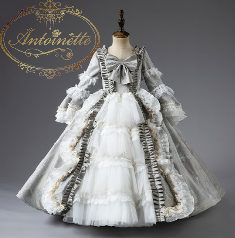 女の子 中世 ドレス フォーマル 写真館 衣装 子供服 ウエディングドレス Girl Princess Dress Gray Wedding Antoinette