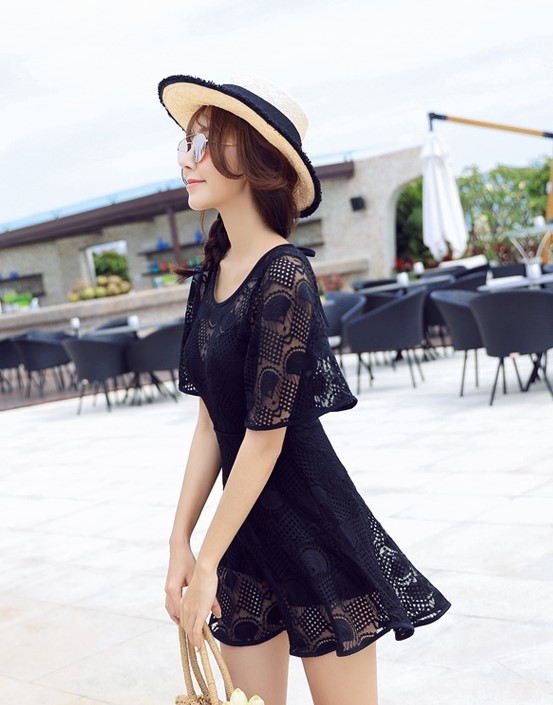 即納 ワンピース 水着 体型カバー オールインワン 体型カバー 水着 ワンピース 40代 レース フレア 黒 M L Xl Xxl 大きいサイズ おしゃれ人気 Dududustore Com Br