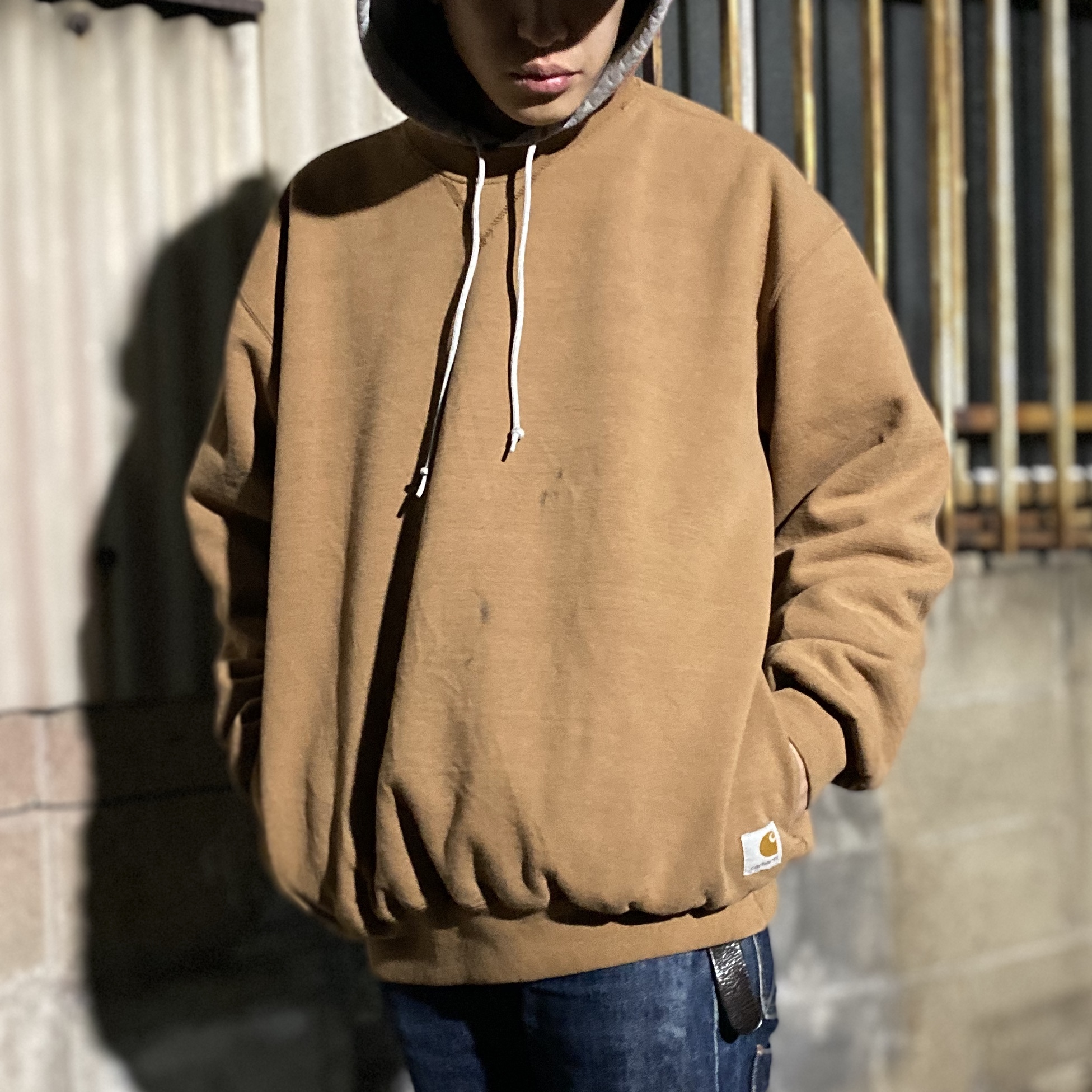 Carhartt カーハート プルオーバー スウェットシャツ メンズxl 古着 メッシュライナー サイドポケット付き トレーナー キャメルブラウン スウェット Cave 古着屋 公式 古着通販サイト