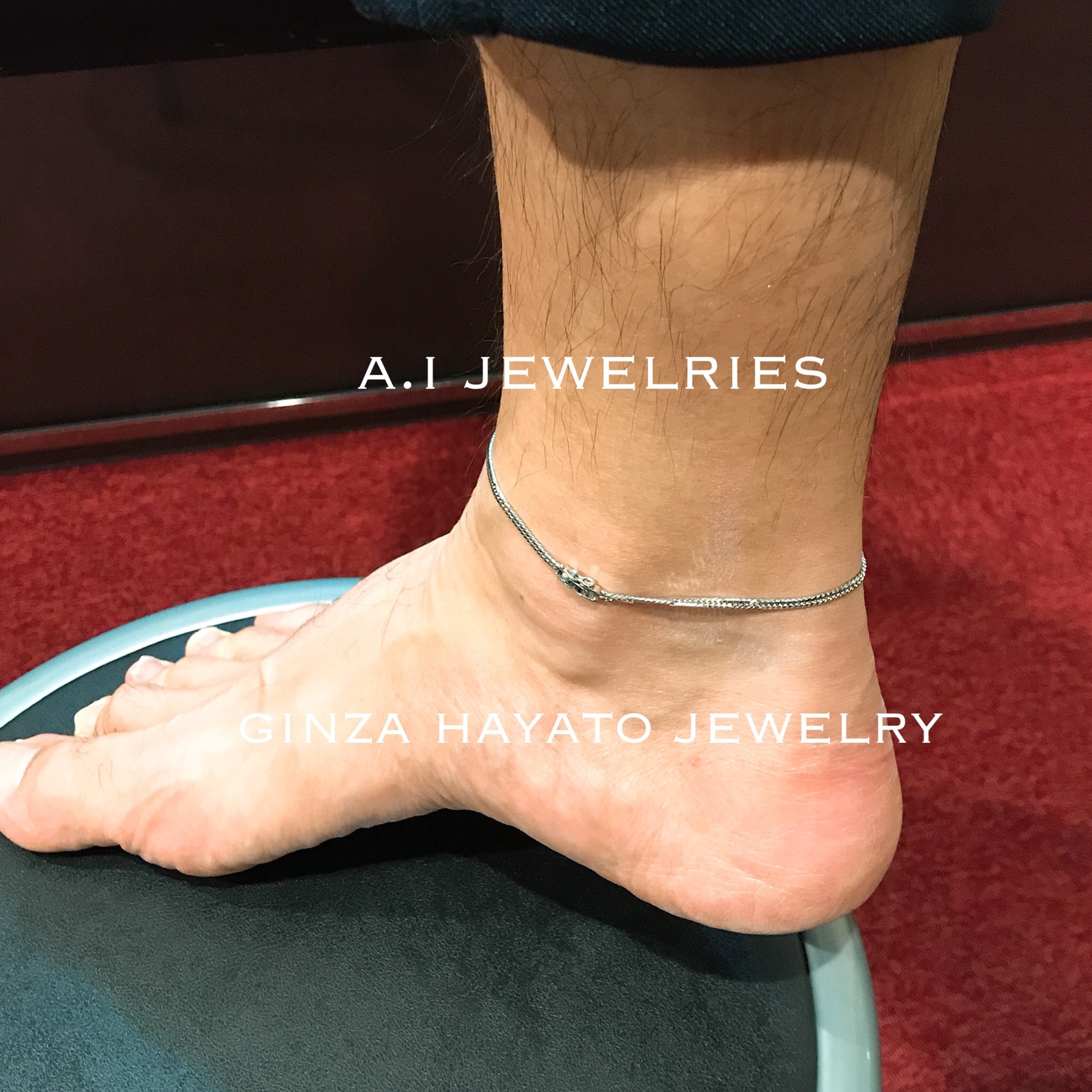 Pt850 プラチナ850 6面ダブル メンズ アンクレット 26cm Mens Anklet 男性用 A I Jewelries エイアイジュエリーズ