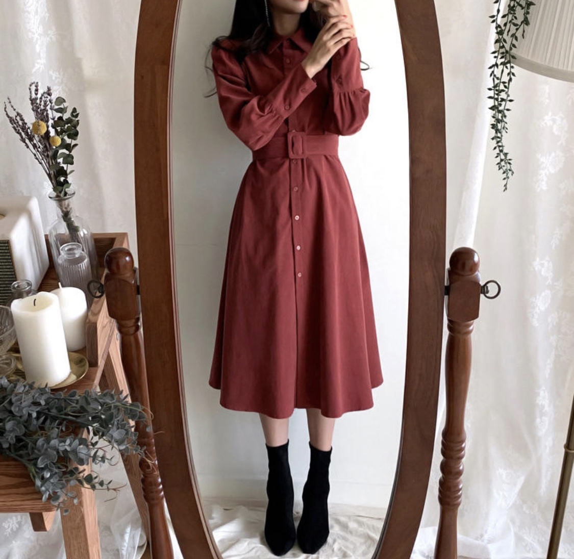 ロングワンピース レディース ワンピース ロング丈 無地 シンプル 春 秋 冬 可愛い ガーリーコーデュロイ Op0031 Colorful Closet おしゃれなトレンド海外レディースファッション通販 カラフルクローゼット