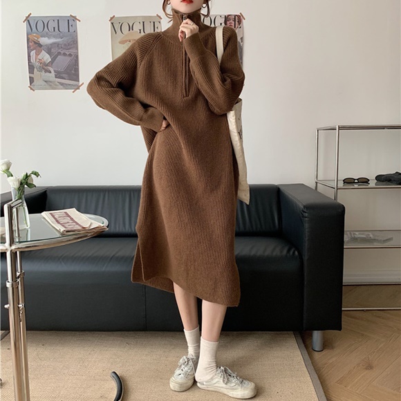 ワンピース 4 サイドスリット入りニットワンピース ｂｌｏｅｍ