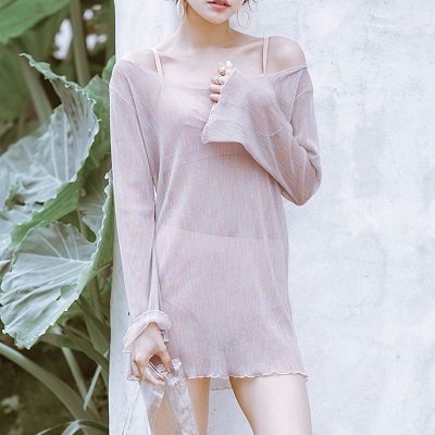 レディース水着 レディース 水着 3点セット ワンピース ビキニ 2way ピンク 透け感 シースルー セクシー 長袖 袖あり 上品 プチプラレディースファッション通販 Yboueki