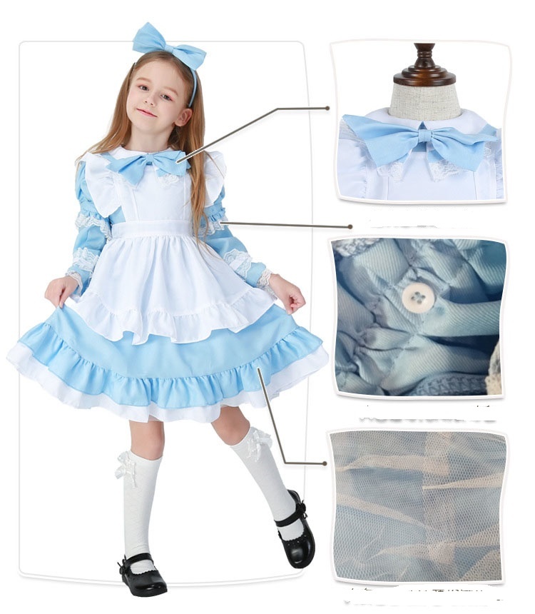 キッズ 姫系 アリス ワンピース コスチューム ハロウィン 衣装 子供 コスプレ 女の子 キッズ 子供ドレス 水色アリス エプロン ワンピ 結婚式 プリンセスコスチューム コスプレ 送料無料 韓国レディース キッズファッション Londonbridge ロンドンブリッジ