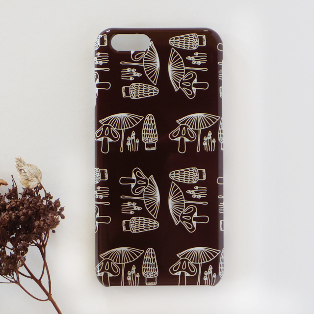 きのこ柄 チョコレートブラウン 北欧 スマホケース スマホカバー Iphone Android Galaxy Xperia Aquos Huawei Sovani ソバニ 北欧 スマホケース屋さん