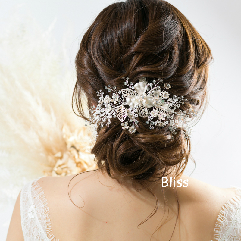 ウェディング アクセサリー 小枝 メタルレースフラワー ビジュー ヘッドドレス ブライダル 髪飾り ブライダルセレクトショップ Bliss