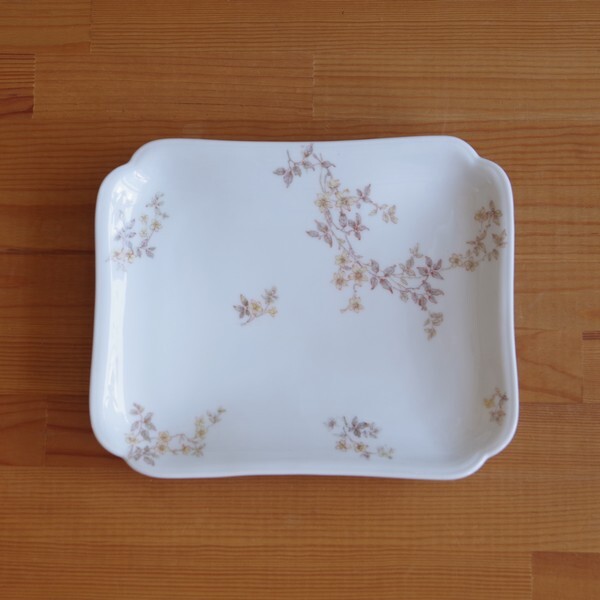 フランス アンティーク 食器 リモージュ アビランド 黄色 花柄 スクエアプレート 角皿 24cm 0923 2 Limoges Haviland 陶器 H Co France Flohmarkt フローマルクト