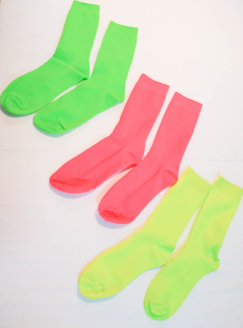 ネオンカラー レディース ソックス ３色セット ネオンイエロー ネオンピンク ネオングリーン 蛍光 靴下 派手 個性派 Neons