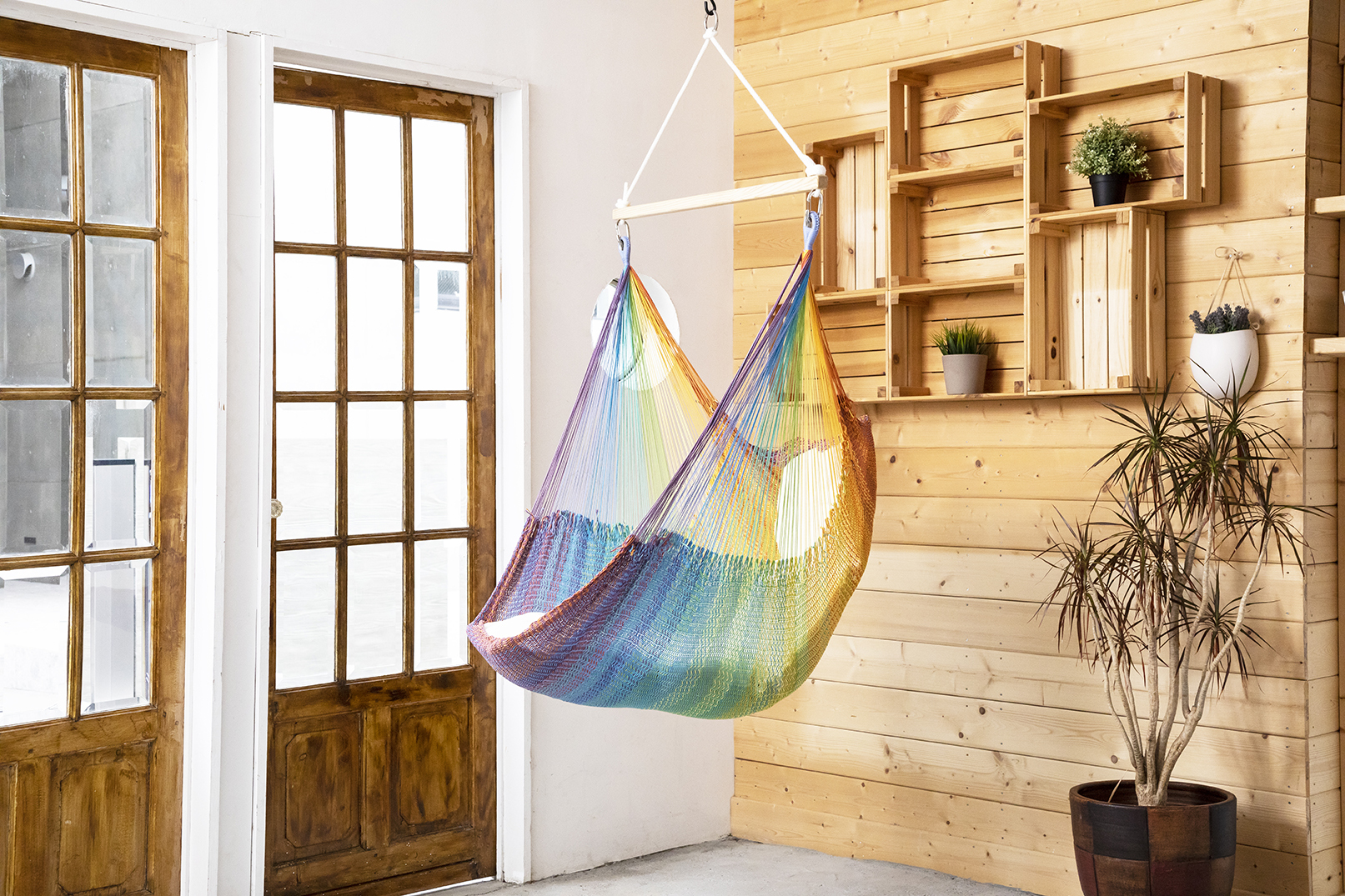 西陣つつまれチェアモック レインボー 手作りハンモック専門店 World Hammock ワールドハンモック株式会社