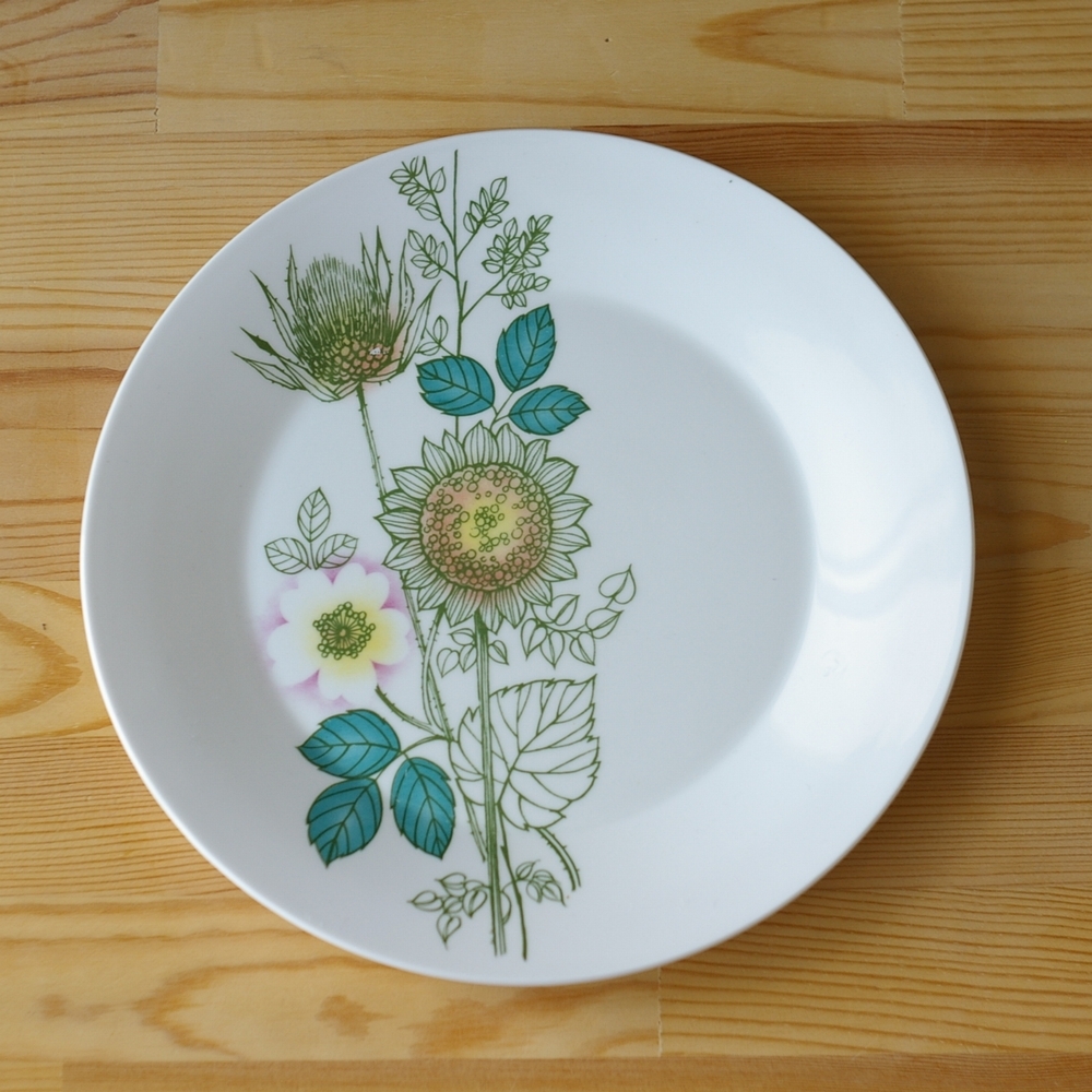 イギリス製ヴィンテージ食器 Hostess Tableware ホステステーブルウェア Hi Summer ハイ サマー ひまわり花柄 プレート 中皿 23cm レトロ あざみ 陶磁器 Flohmarkt フローマルクト