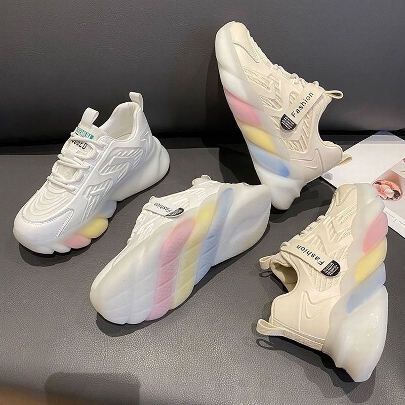 厚底スニーカー レインボーソール タグ ダットスニーカー 韓国ファッション レディース スニーカー 厚底 カジュアル スポーツ Rainbow Bottom Platform Casual Sports Shoes Dtc Value Rave Notice バリューレイヴノーティス 韓国ファッションや