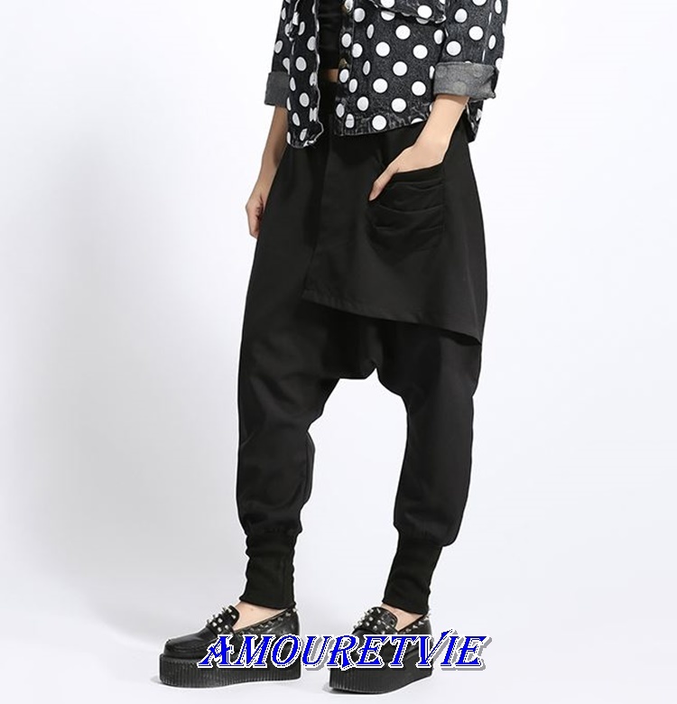 サルエルパンツ カジュアルパンツ ガウチョ レディース メンズ ユニセックス 黒 ブラック オルチャン 韓国ファッション モード系 258 Amouretvie モレヴィ