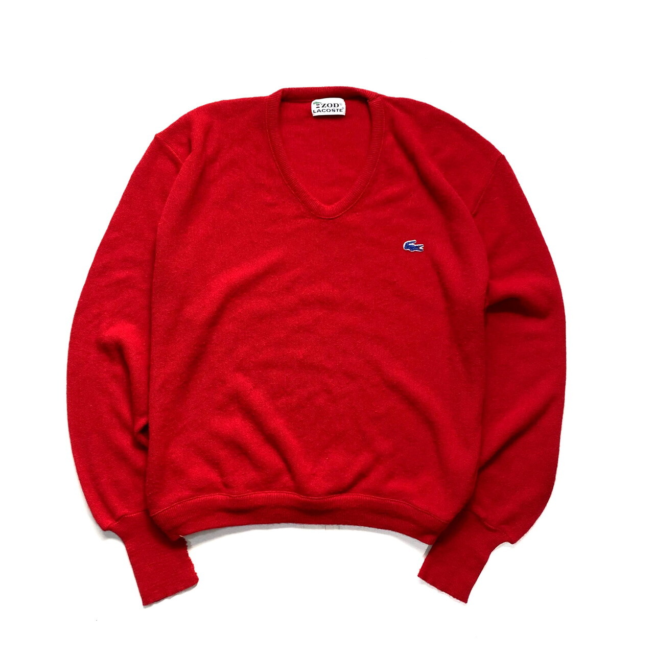 70年代 ビンテージ Lacoste ラコステ アクリルセーター メンズxl相当 古着 70s Usa製 ヴィンテージ レッド 赤 ニットセーター All15 Cave 古着屋 公式 古着通販サイト