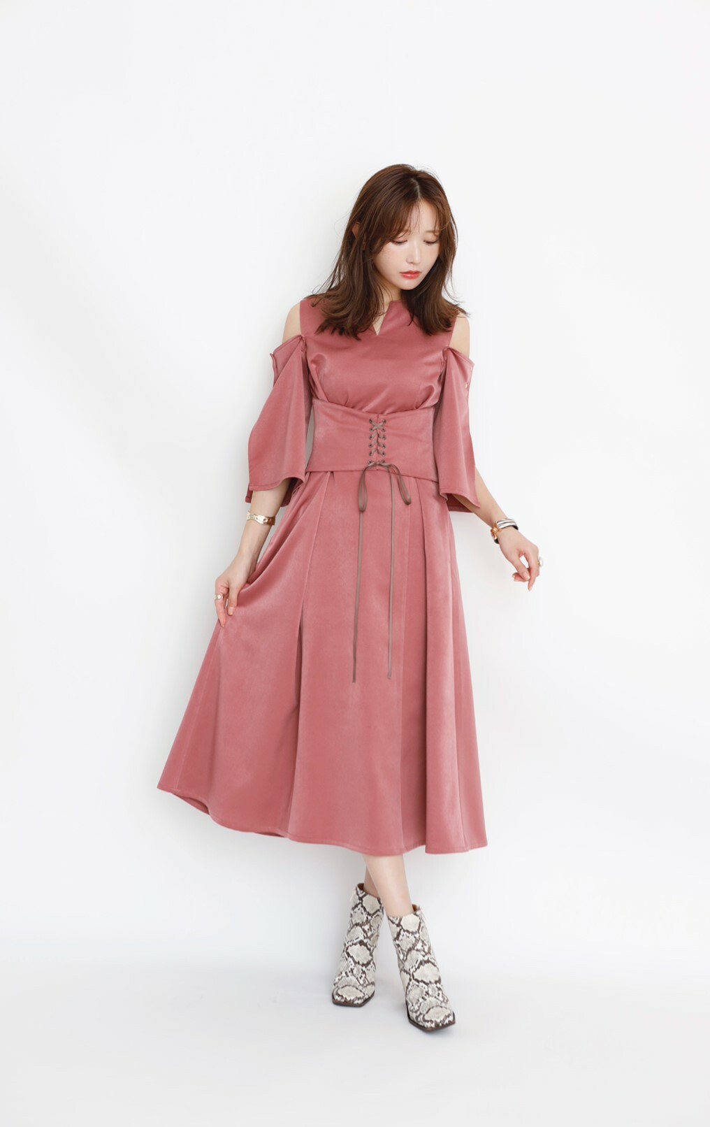 crayme Belt Tweed Dress クレイミー 菅野結以 - ミニワンピース