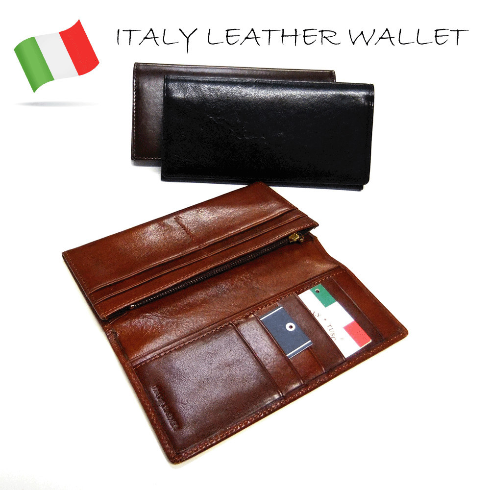 長財布 財布 使いやすい二つ折れ長財布 メンズ長財布 カードポケット10 ブラック ダークブラウン 革 本革 牛革 イタリーレザー Reboot Outfitters バッグ 革小物 帽子 アパレルのワールドワイドストア