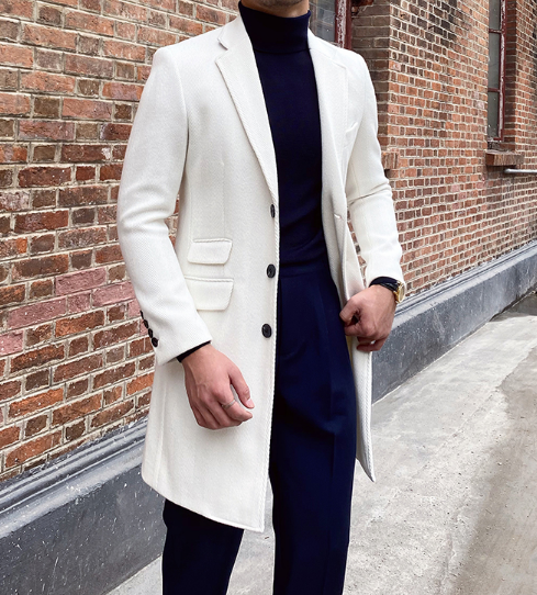 スリムフィットホワイトウールチェスターコート Buona Vita ボナヴィータ