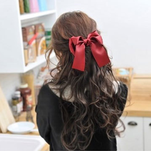6色 大きなリボン ヘアクリップ 可愛い シンプル ヘアアクセサリー 6color Ribbon Bigsize Satin Accessory Antoinette